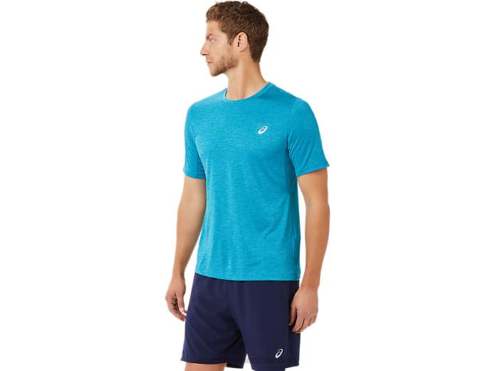 top de rendimiento de manga corta para hombre Asics 4L682037 azul turquesa