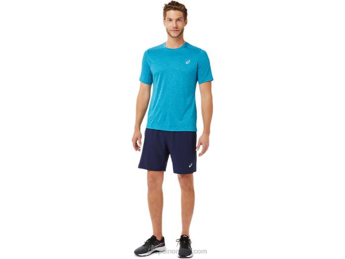 top de rendimiento de manga corta para hombre Asics 4L682037 azul turquesa