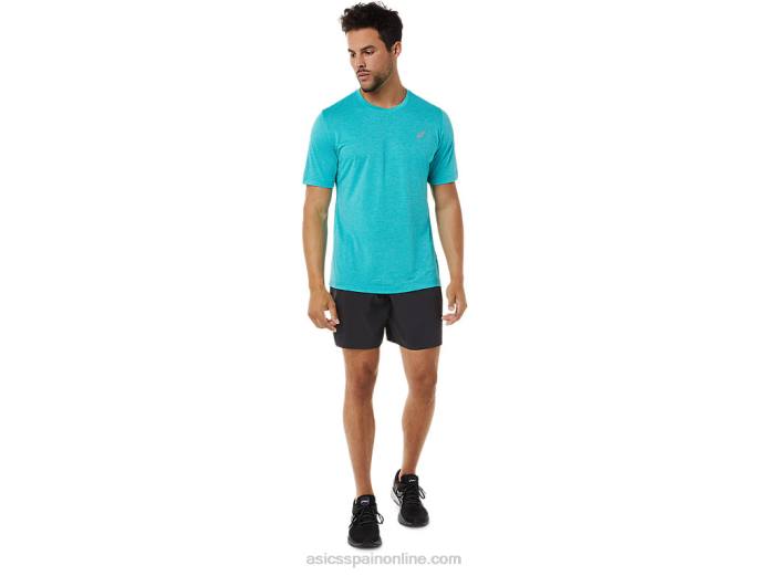 top de rendimiento de manga corta para hombre Asics 4L68892 tecno cian