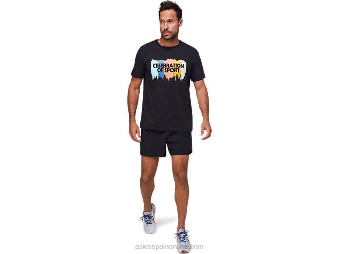 top gráfico de manga corta Asics 4L681757 rendimiento negro