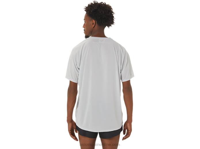 top ligero de manga corta cj-line para hombre Asics 4L68258 gris glaciar/rojo eléctrico