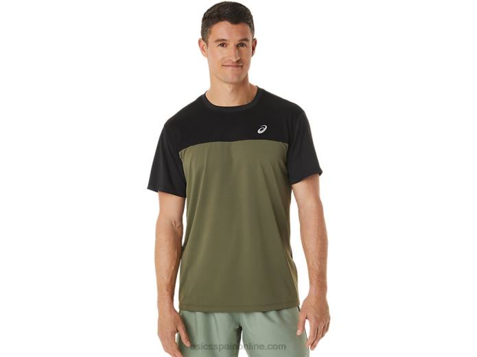 top manga corta carrera hombre Asics 4L681116 negro rendimiento/verde manto