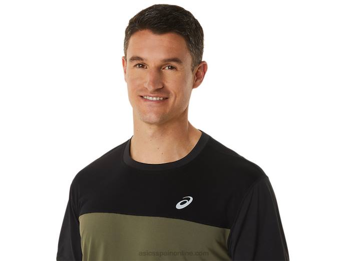 top manga corta carrera hombre Asics 4L681116 negro rendimiento/verde manto