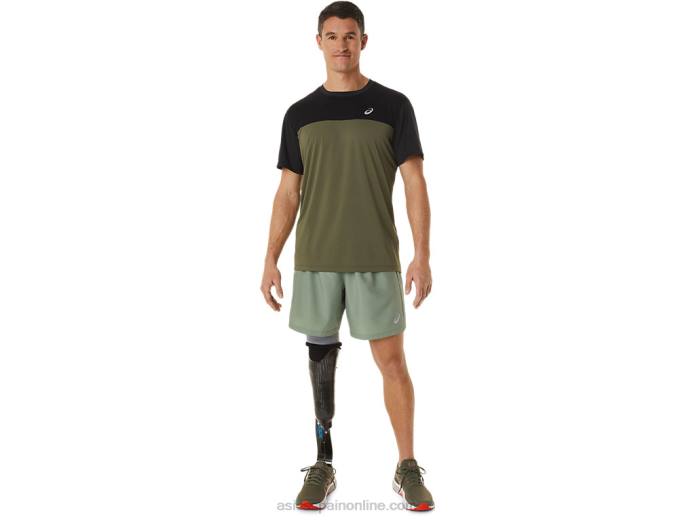 top manga corta carrera hombre Asics 4L681116 negro rendimiento/verde manto
