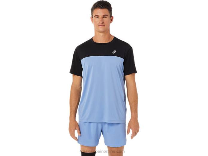 top manga corta carrera hombre Asics 4L681320 rendimiento armonía negro/azul