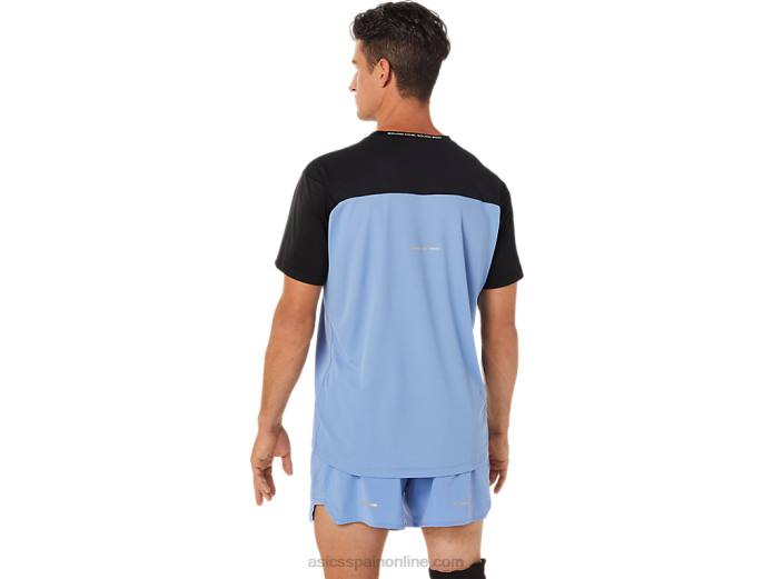 top manga corta carrera hombre Asics 4L681320 rendimiento armonía negro/azul