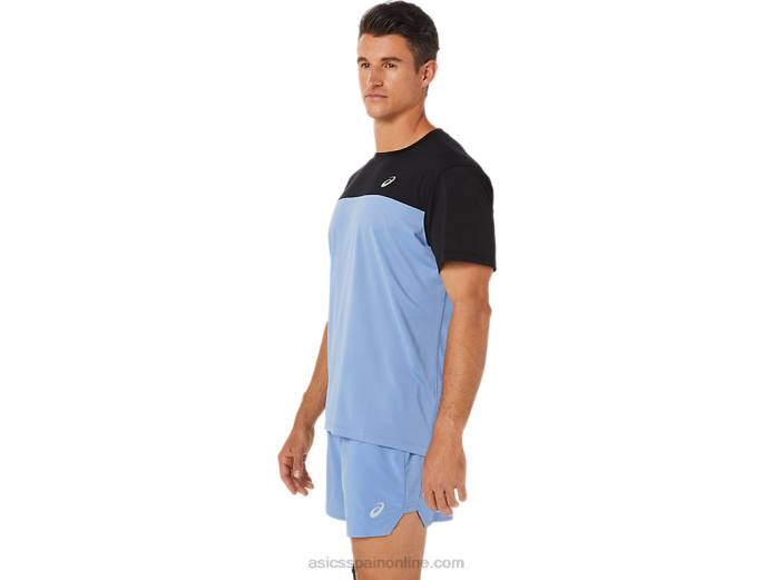 top manga corta carrera hombre Asics 4L681320 rendimiento armonía negro/azul