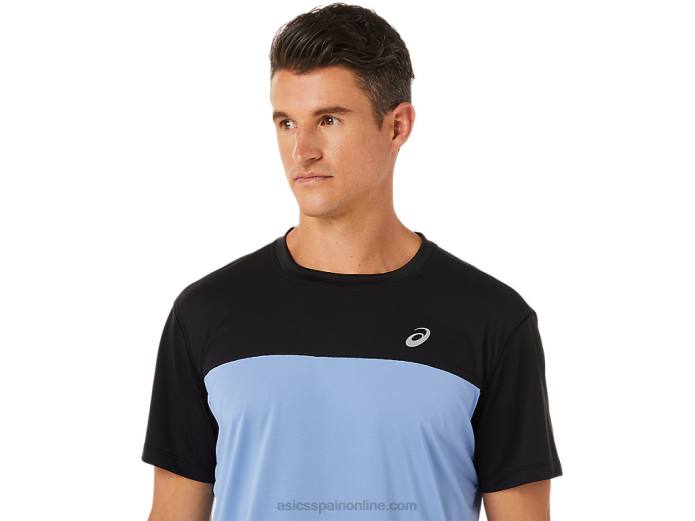 top manga corta carrera hombre Asics 4L681320 rendimiento armonía negro/azul