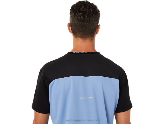 top manga corta carrera hombre Asics 4L681320 rendimiento armonía negro/azul