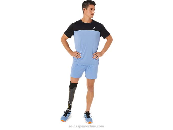 top manga corta carrera hombre Asics 4L681320 rendimiento armonía negro/azul
