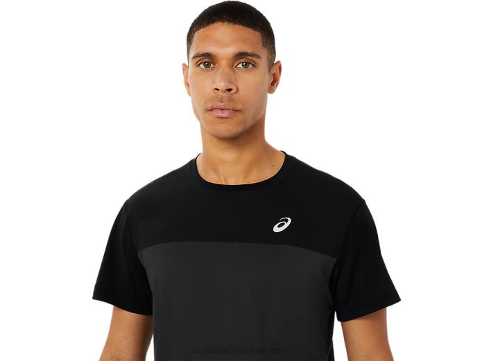 top manga corta carrera hombre Asics 4L681396 rendimiento negro/gris grafito
