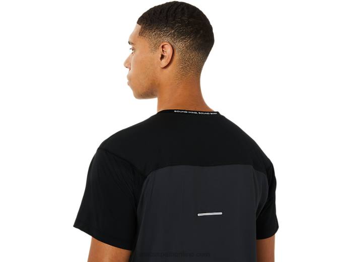 top manga corta carrera hombre Asics 4L681396 rendimiento negro/gris grafito