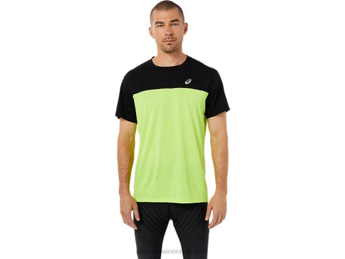 top manga corta carrera hombre Asics 4L681415 rendimiento negro/peligro verde