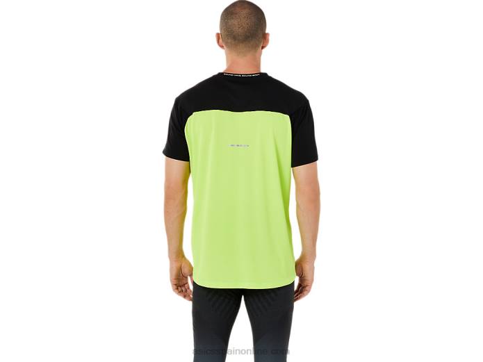 top manga corta carrera hombre Asics 4L681415 rendimiento negro/peligro verde