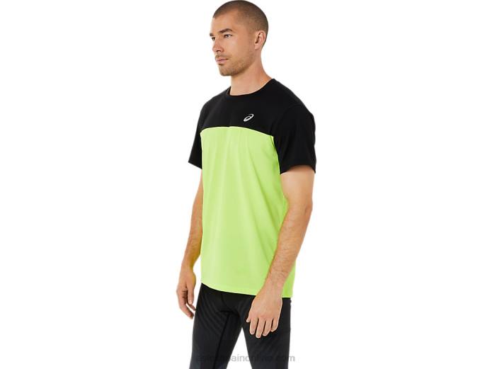 top manga corta carrera hombre Asics 4L681415 rendimiento negro/peligro verde