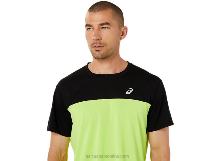 top manga corta carrera hombre Asics 4L681415 rendimiento negro/peligro verde
