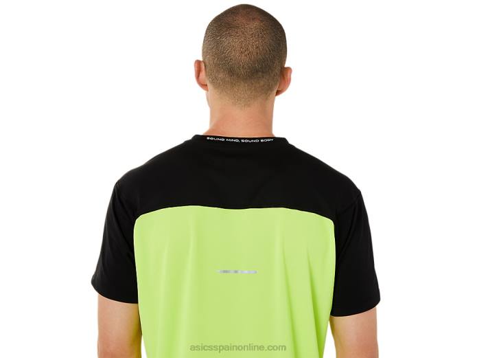 top manga corta carrera hombre Asics 4L681415 rendimiento negro/peligro verde