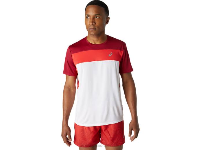 top manga corta carrera hombre Asics 4L681728 blanco brillante/burdeos
