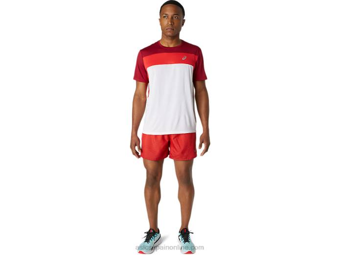 top manga corta carrera hombre Asics 4L681728 blanco brillante/burdeos