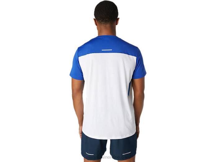 top manga corta carrera hombre Asics 4L681745 blanco brillante/azul mónaco