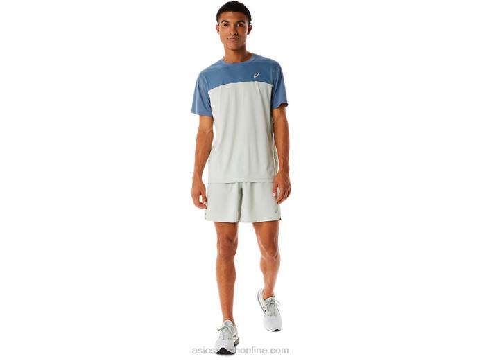 top manga corta carrera hombre Asics 4L6822 azul acero/salvia claro