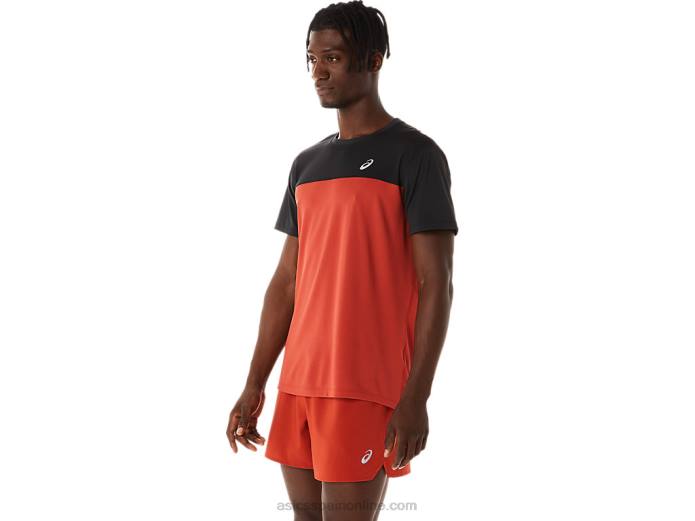 top manga corta carrera hombre Asics 4L68272 rendimiento negro/latte especiado