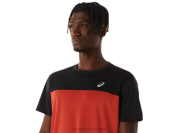 top manga corta carrera hombre Asics 4L68272 rendimiento negro/latte especiado