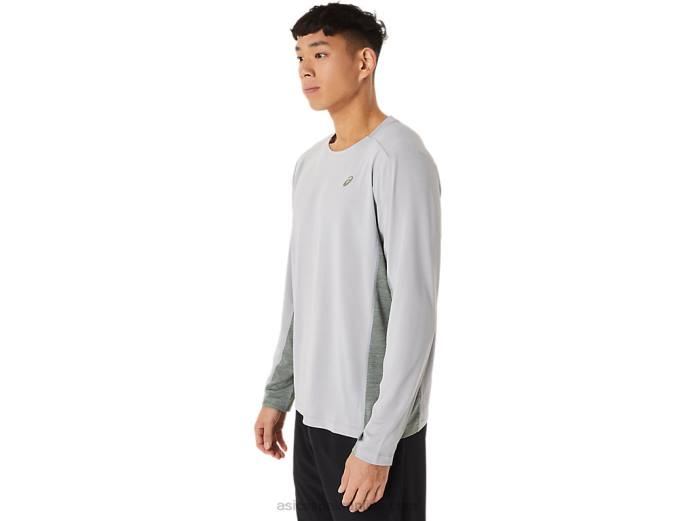 tren de hombre sana manga larga Asics 4L681419 gris piedmont/verde liquen