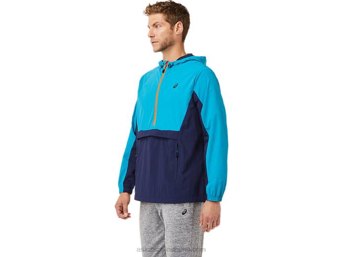 chaqueta anorak hombre Asics 4L682030 azul verdoso/chaquetón