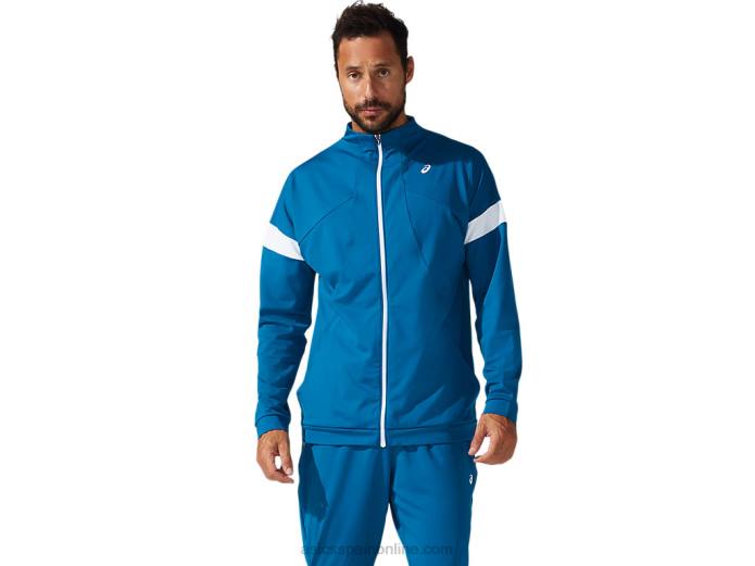 chaqueta de chándal para hombre Asics 4L681796 verde azulado profundo/blanco brillante