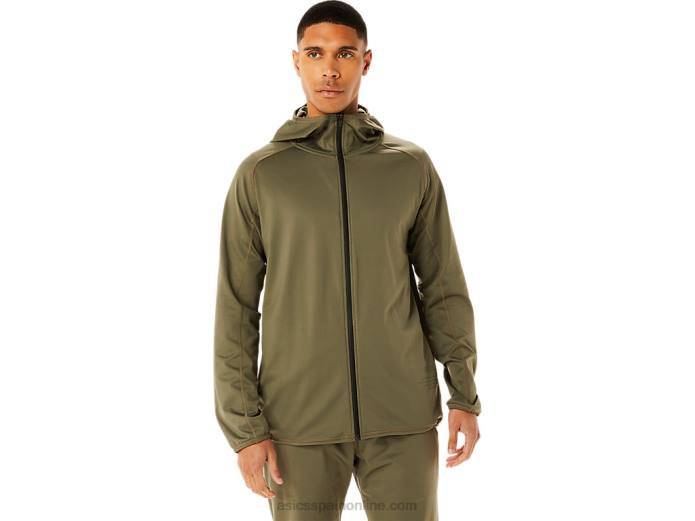 chaqueta de punto cepillado jacquard actibreeze para hombre Asics 4L68759 manto verde
