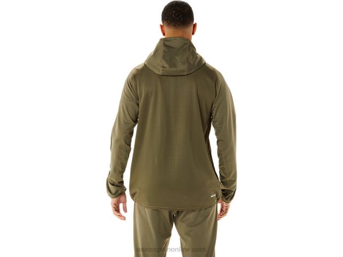 chaqueta de punto cepillado jacquard actibreeze para hombre Asics 4L68759 manto verde