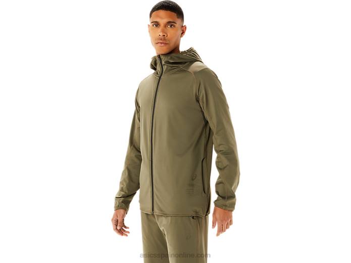 chaqueta de punto cepillado jacquard actibreeze para hombre Asics 4L68759 manto verde