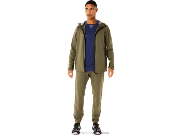 chaqueta de punto cepillado jacquard actibreeze para hombre Asics 4L68759 manto verde