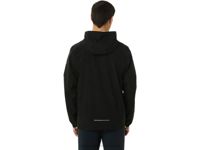 chaqueta impermeable hombre Asics 4L681403 rendimiento negro/peligro verde