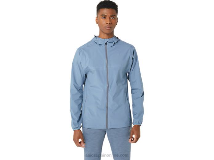chaqueta impermeable hombre Asics 4L68214 azul acero/gris portador
