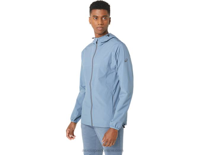 chaqueta impermeable hombre Asics 4L68214 azul acero/gris portador