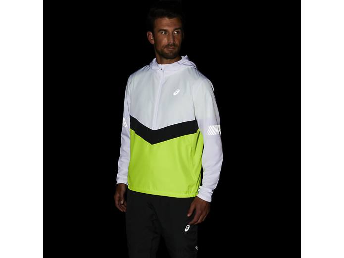 chaqueta lite-show de hombre Asics 4L681348 blanco brillante/verde peligro