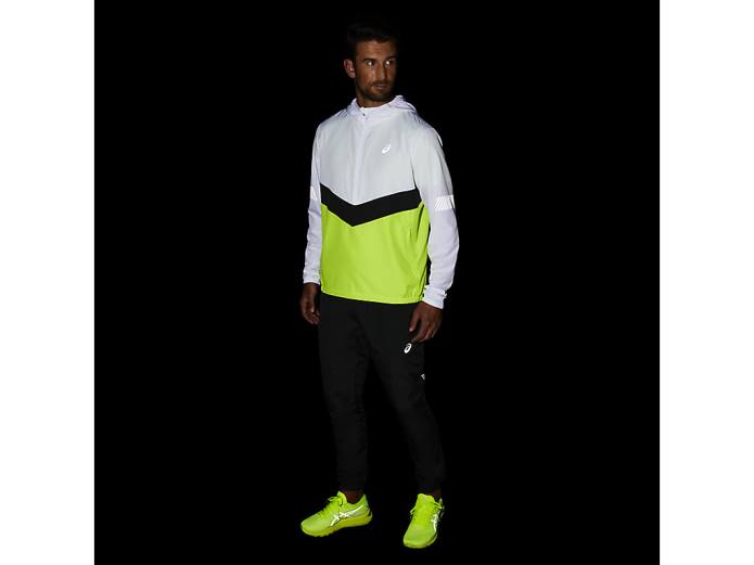 chaqueta lite-show de hombre Asics 4L681348 blanco brillante/verde peligro