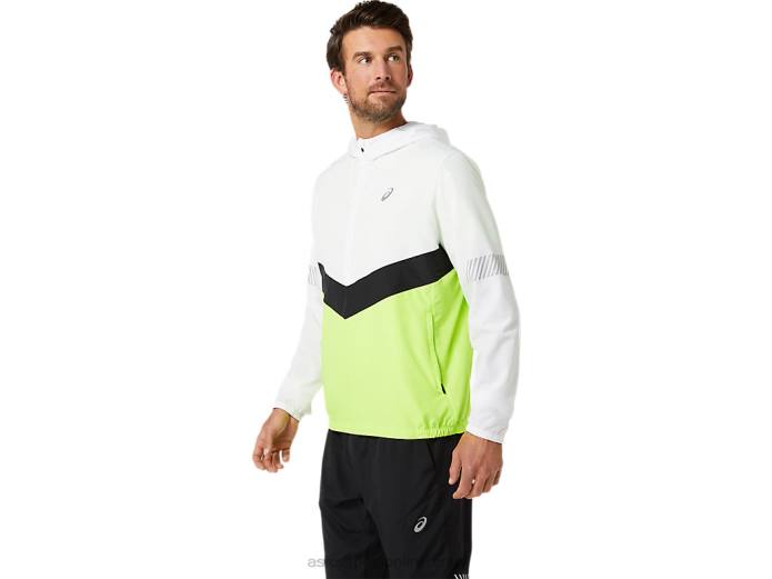 chaqueta lite-show de hombre Asics 4L681348 blanco brillante/verde peligro