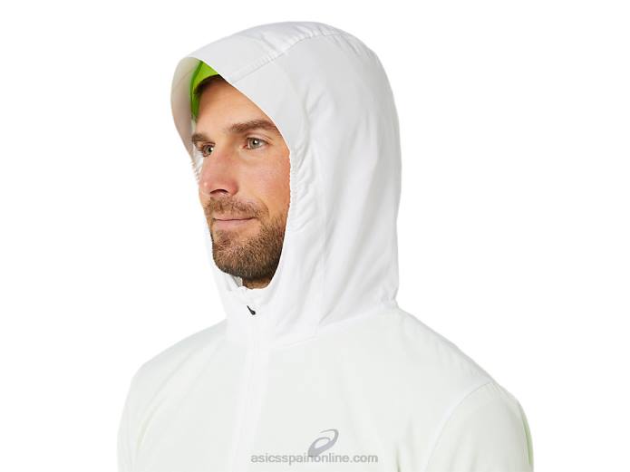 chaqueta lite-show de hombre Asics 4L681348 blanco brillante/verde peligro