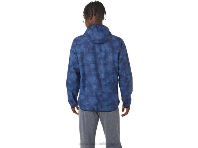 chaqueta plegable para hombre Asics 4L681034 tie-dye estampado azul/perforado negro