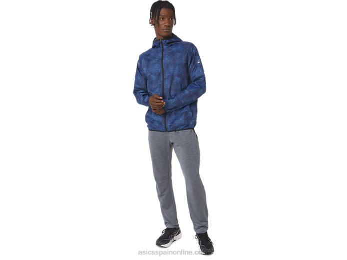 chaqueta plegable para hombre Asics 4L681034 tie-dye estampado azul/perforado negro