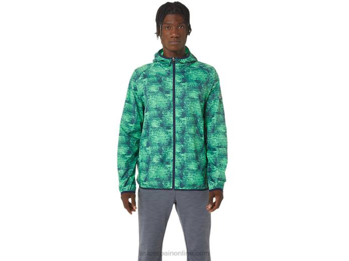 chaqueta plegable para hombre Asics 4L681050 tie dye verde/chaquetón