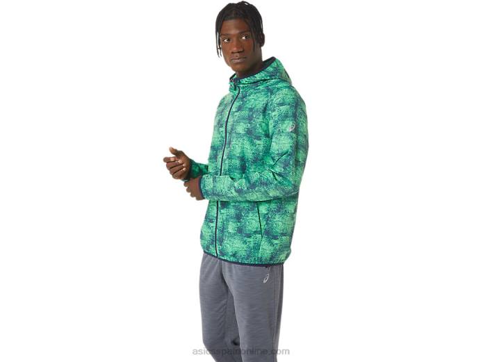 chaqueta plegable para hombre Asics 4L681050 tie dye verde/chaquetón