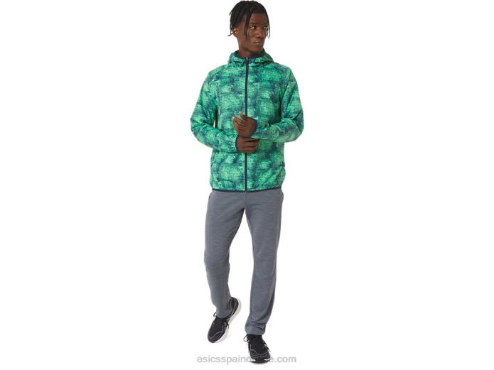 chaqueta plegable para hombre Asics 4L681050 tie dye verde/chaquetón
