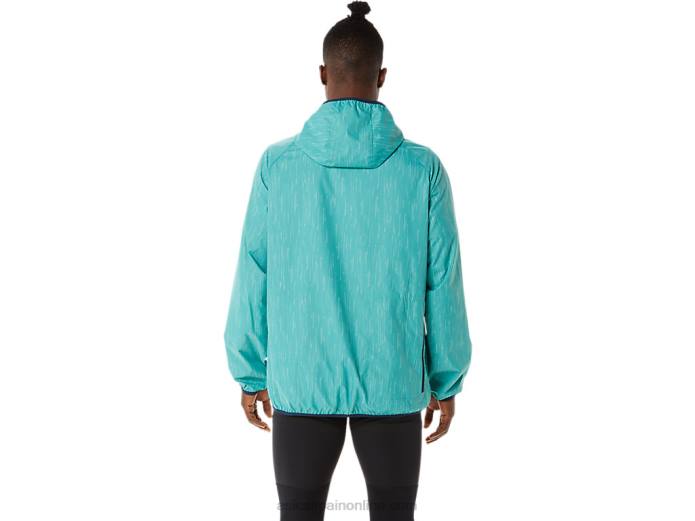 chaqueta plegable para hombre Asics 4L681387 estampado salvia/azul francés