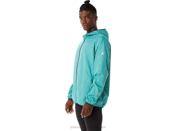 chaqueta plegable para hombre Asics 4L681387 estampado salvia/azul francés