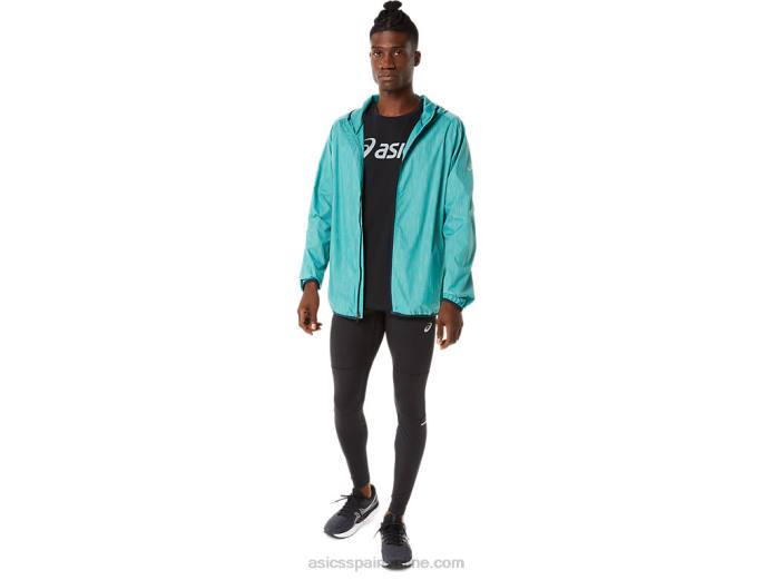 chaqueta plegable para hombre Asics 4L681387 estampado salvia/azul francés