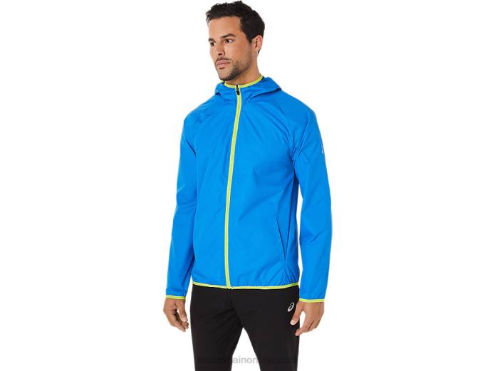 chaqueta plegable para hombre Asics 4L681712 tinte espacial azul eléctrico/ralladura de lima